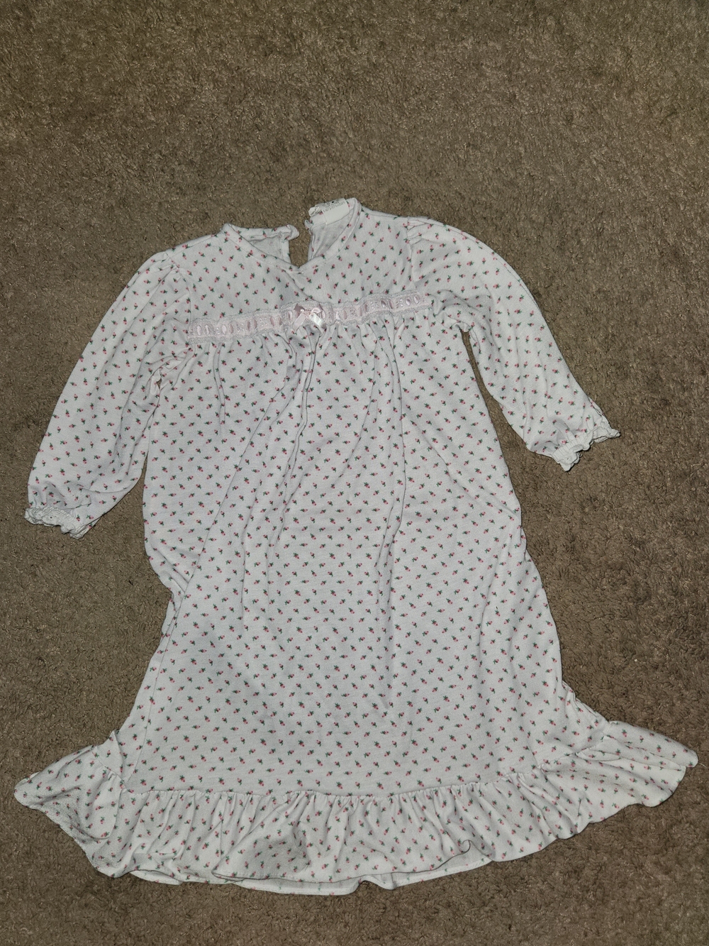 Laura Dare Girls Flower White Nightgown Size 2T Long Ruffle Lace Cottage Core
